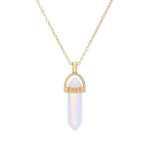 OPAL GOLD PLATED CRYSTAL DROP CHARM NECKLACE - BRAND NEW